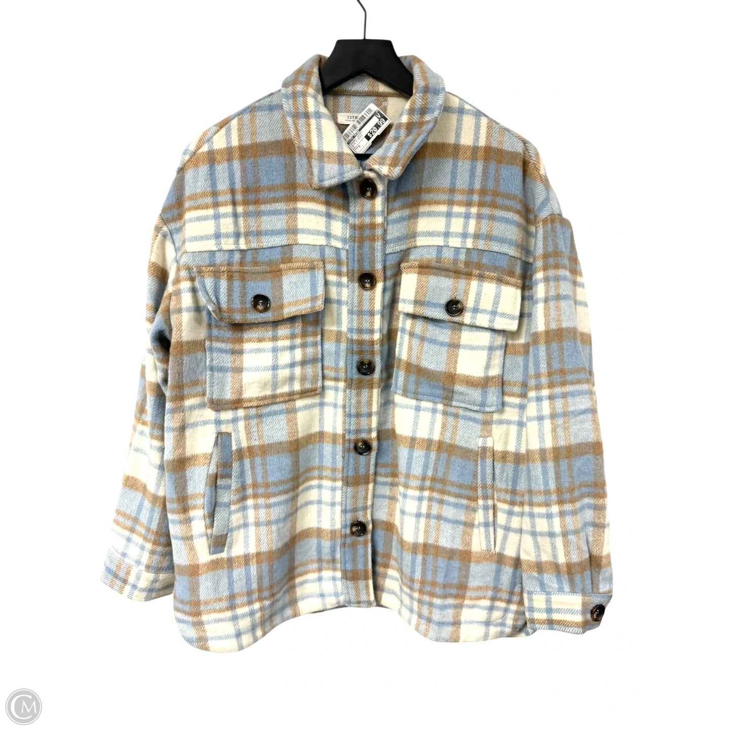 Jacket Shirt By 12th Tribe In Blue & Brown, Size: S