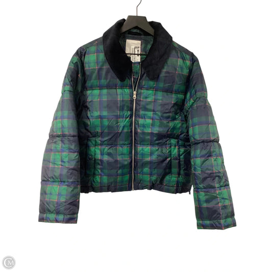 Coat Puffer & Quilted By Free Assembly In Plaid Pattern, Size: M