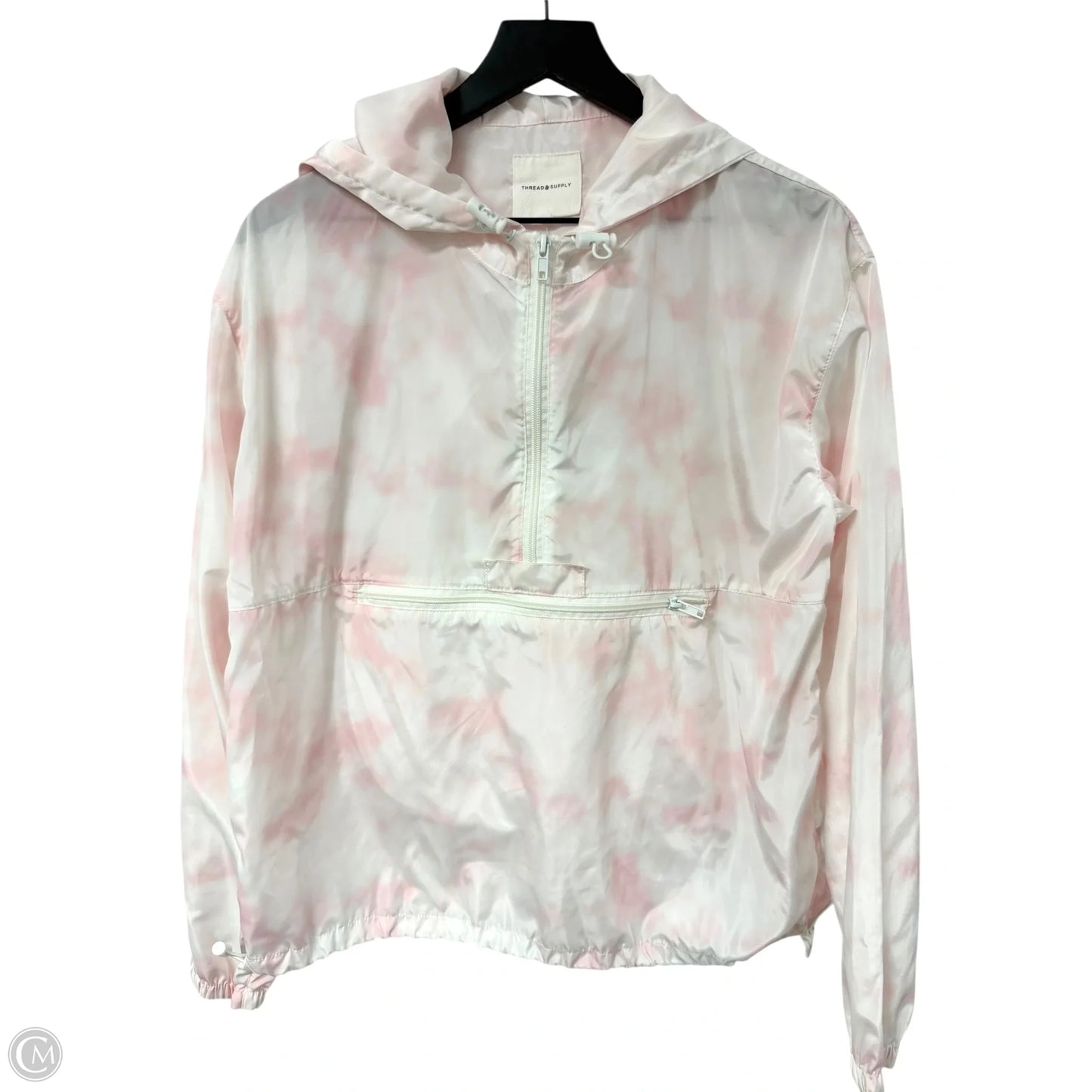 Jacket Windbreaker By Thread And Supply In Pink & White, Size: M