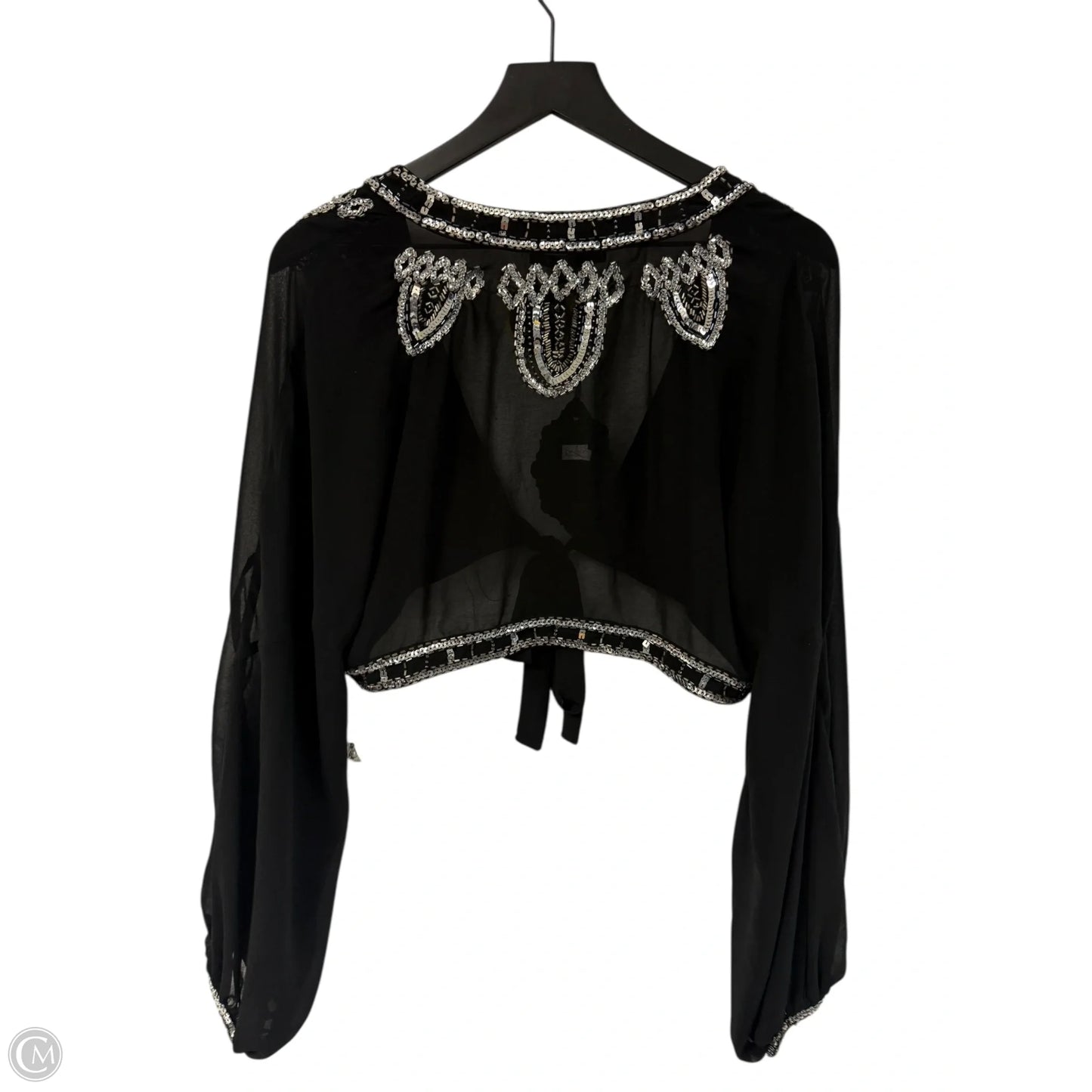 Top Long Sleeve By Clothes Mentor In Black & Silver, Size: L