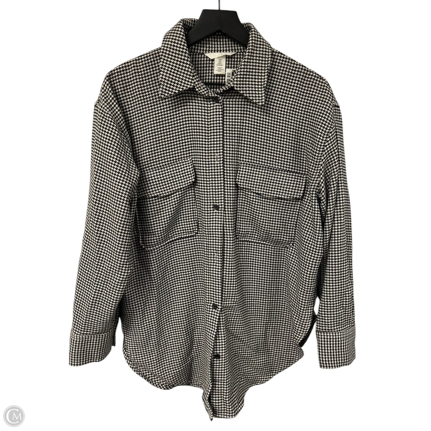 Jacket Shirt By H&m In Black & Cream, Size: S