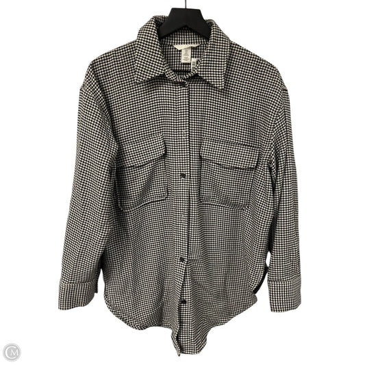 Jacket Shirt By H&m In Black & Cream, Size: S