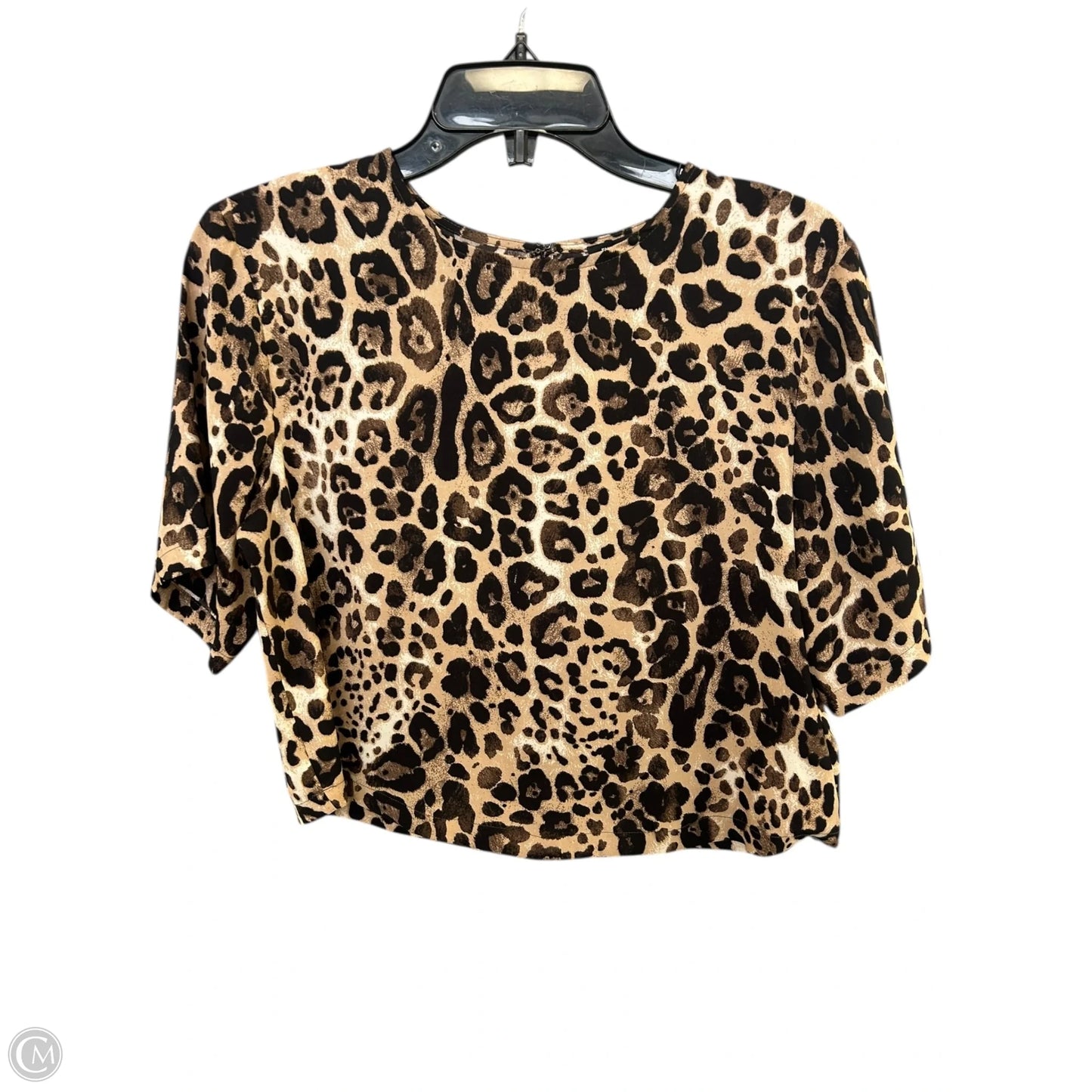 Top Short Sleeve By Express In Leopard Print, Size: Xs