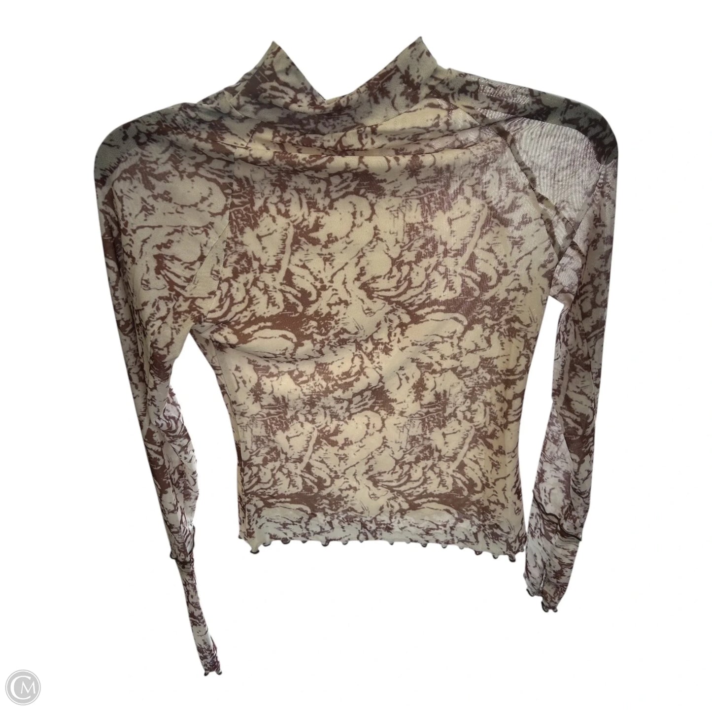 Top Long Sleeve By Promesa In Brown & Cream, Size: S