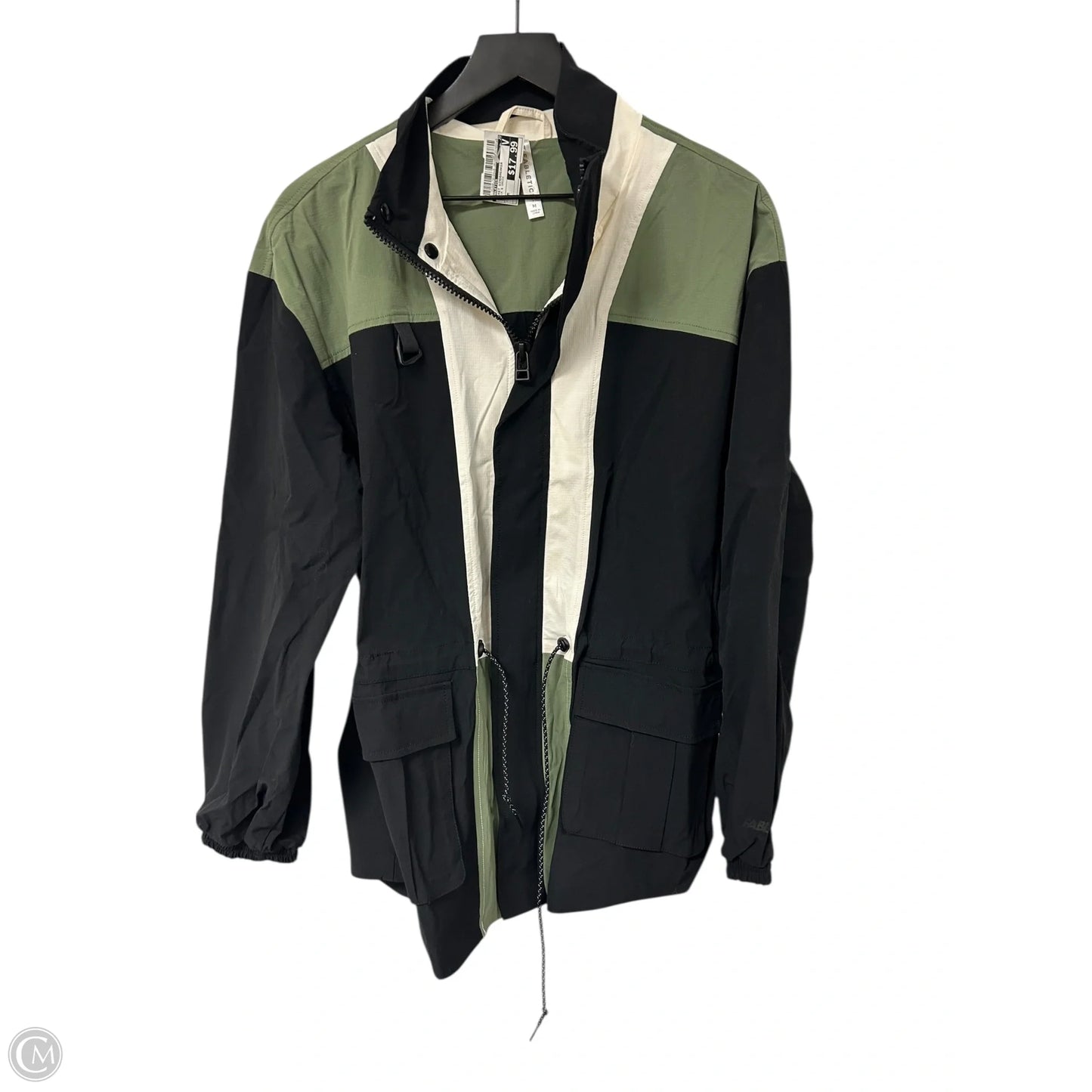 Jacket Windbreaker By Fabletics In Black & Green, Size: M
