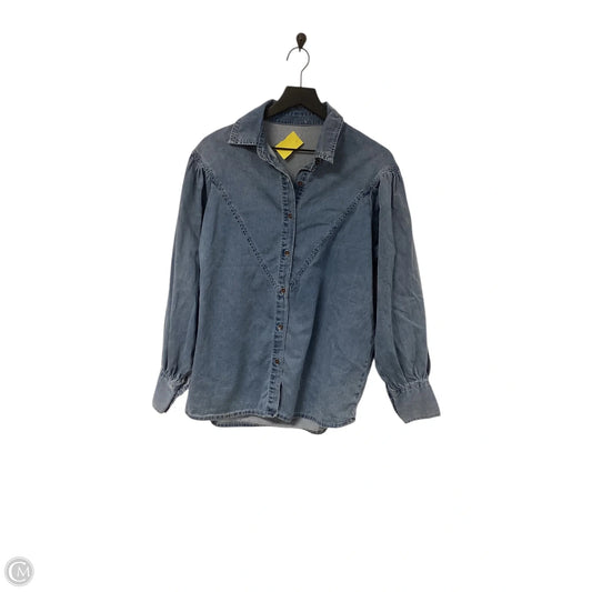 Blouse Long Sleeve By Cmf In Blue Denim, Size: M