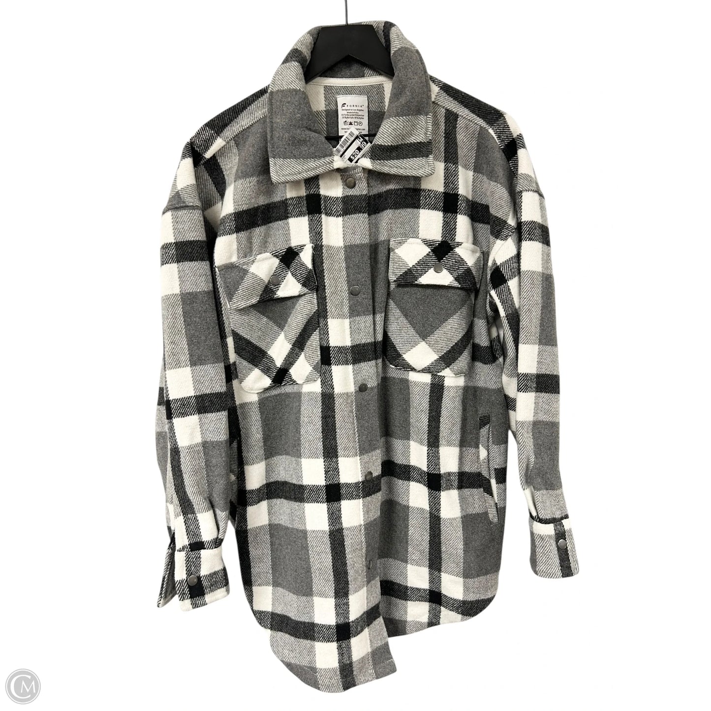 Jacket Shirt By Cmc In Grey & White, Size: S