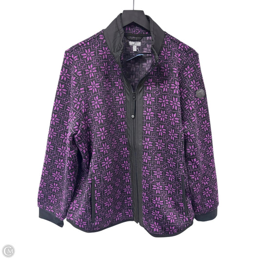 Jacket Fleece By Talbots In Black & Purple, Size: Xl