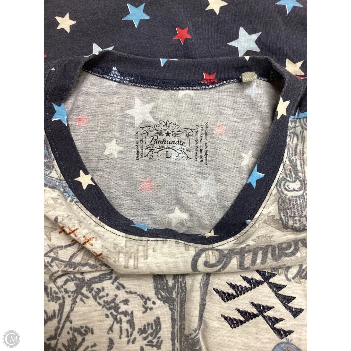 Top Short Sleeve By Clothes Mentor In Blue & Red & White, Size: L