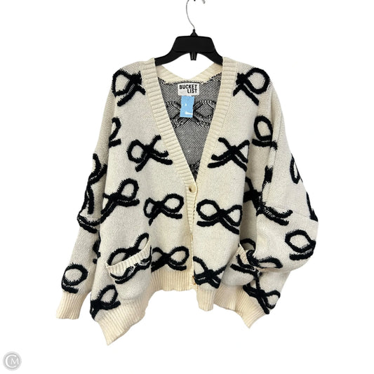 Sweater Cardigan By Bucketlist In Black & Cream, Size: S