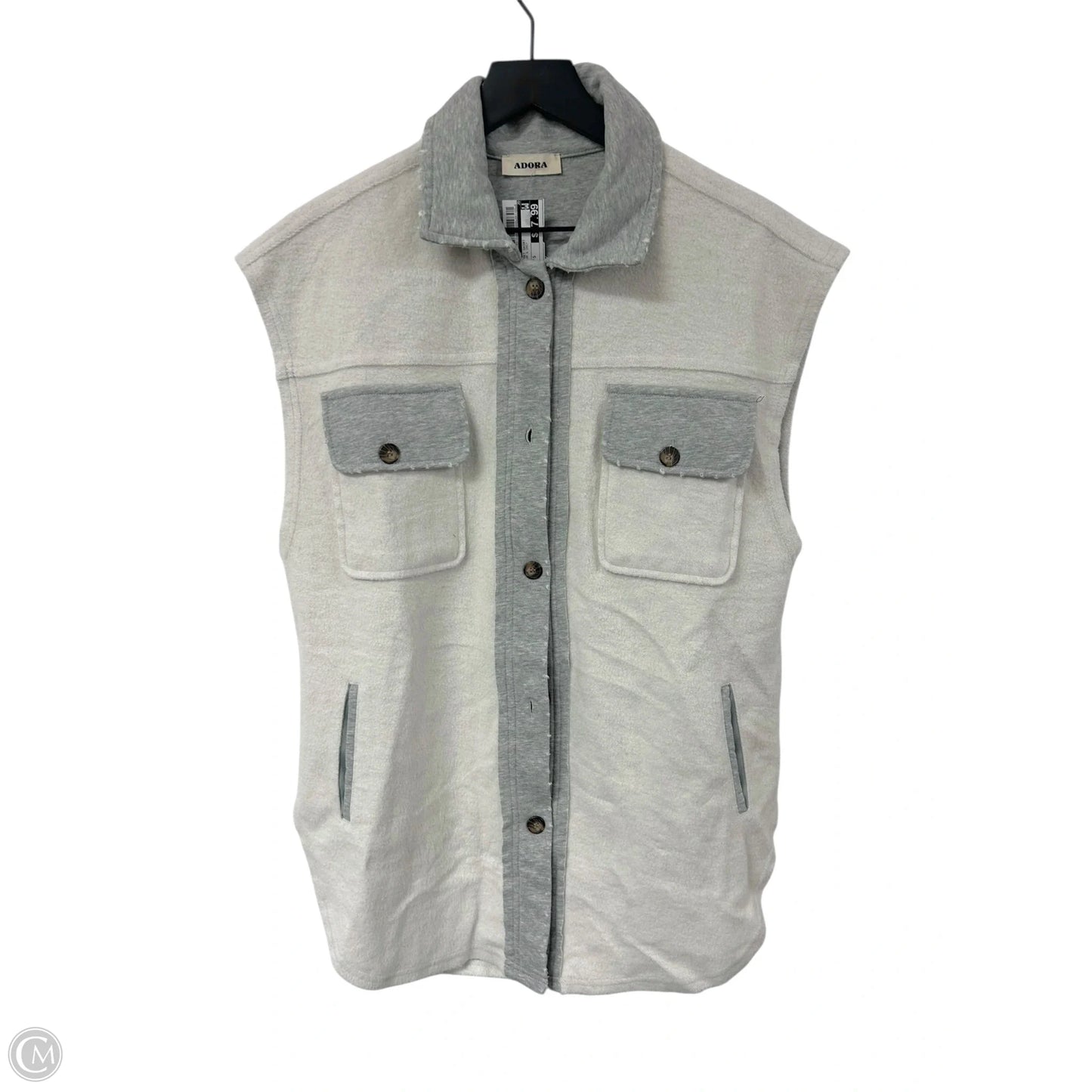 Jacket Shirt By Adora In Cream & Grey, Size: S