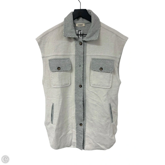 Jacket Shirt By Adora In Cream & Grey, Size: S