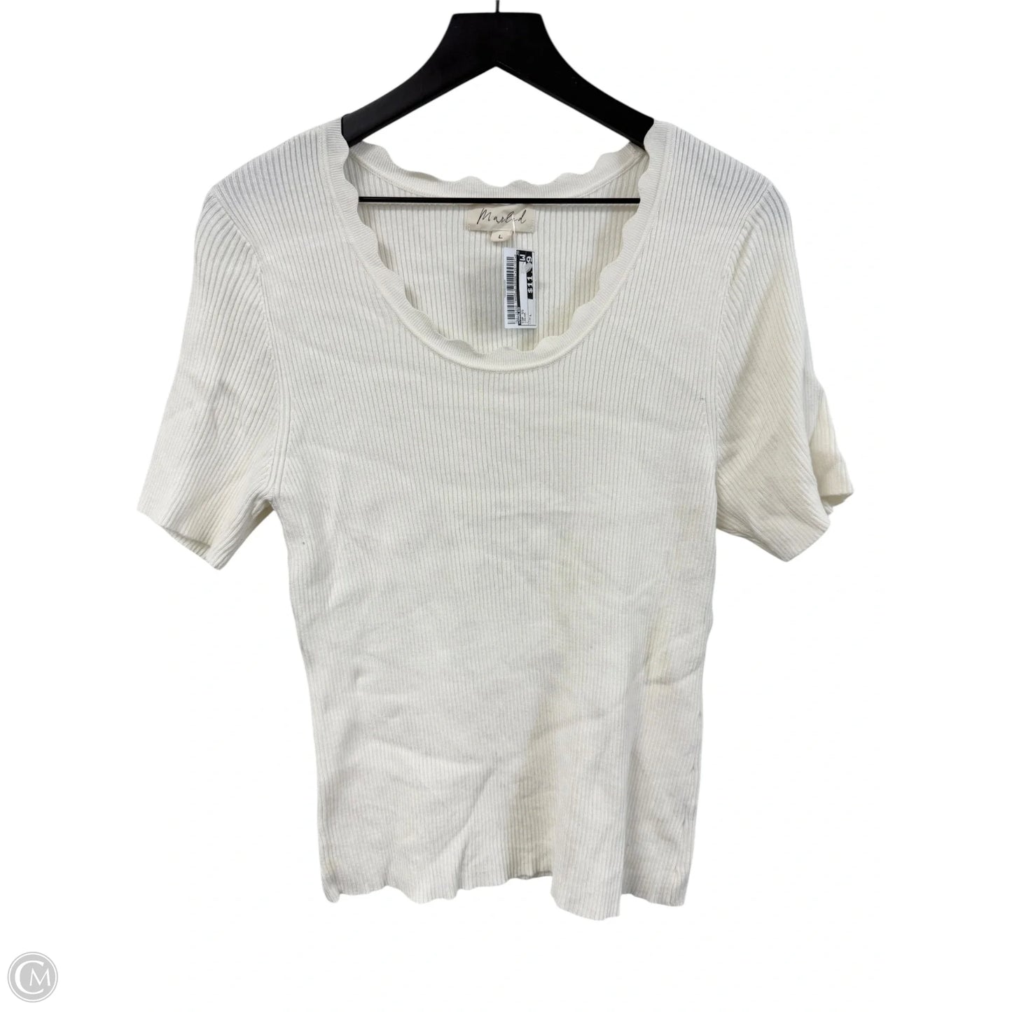 Top Short Sleeve By Marled In Cream, Size: L
