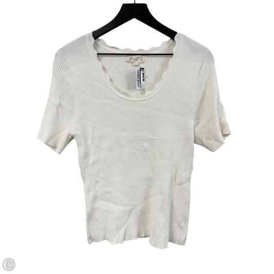 Top Short Sleeve By Marled In Cream, Size: L
