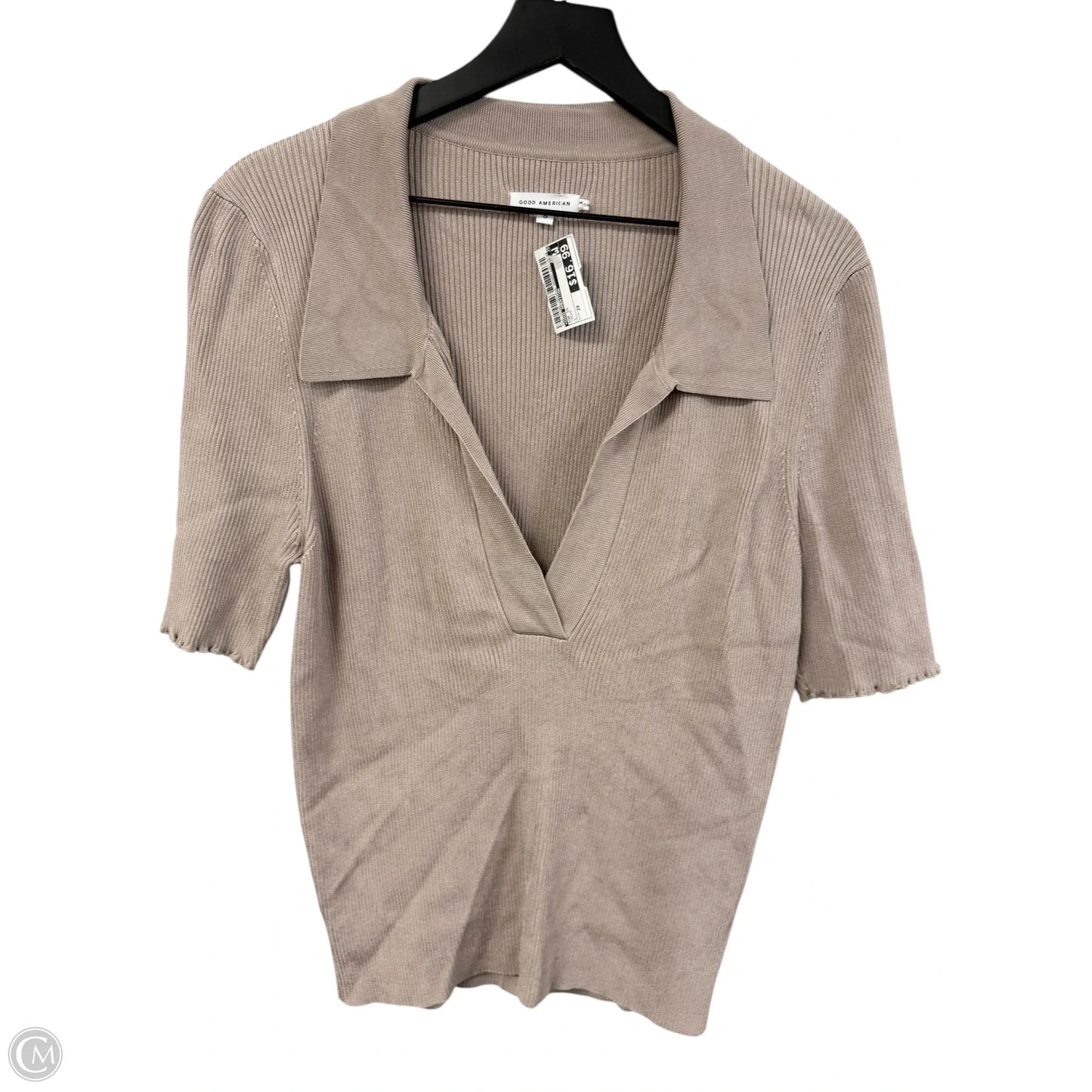 Top Short Sleeve By Good American In Taupe, Size: 2x