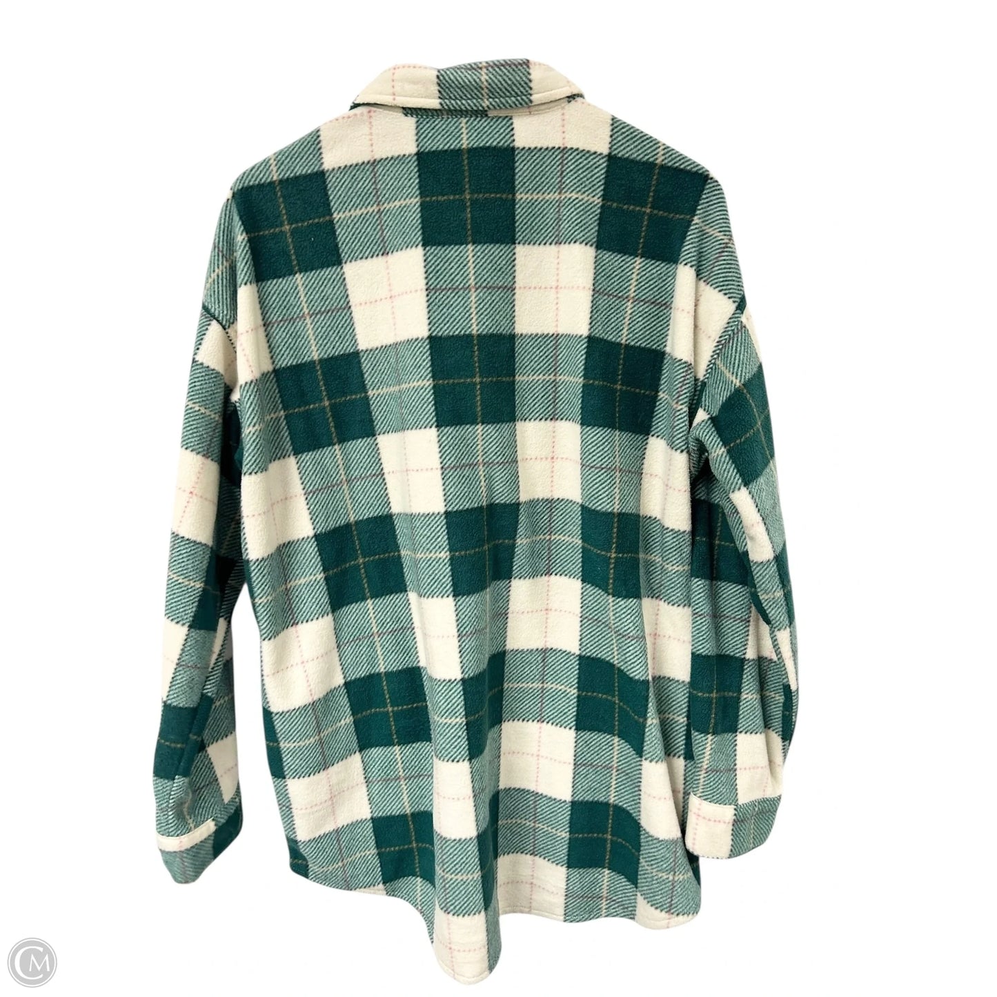 Jacket Shirt By Maurices In Cream & Green, Size: L