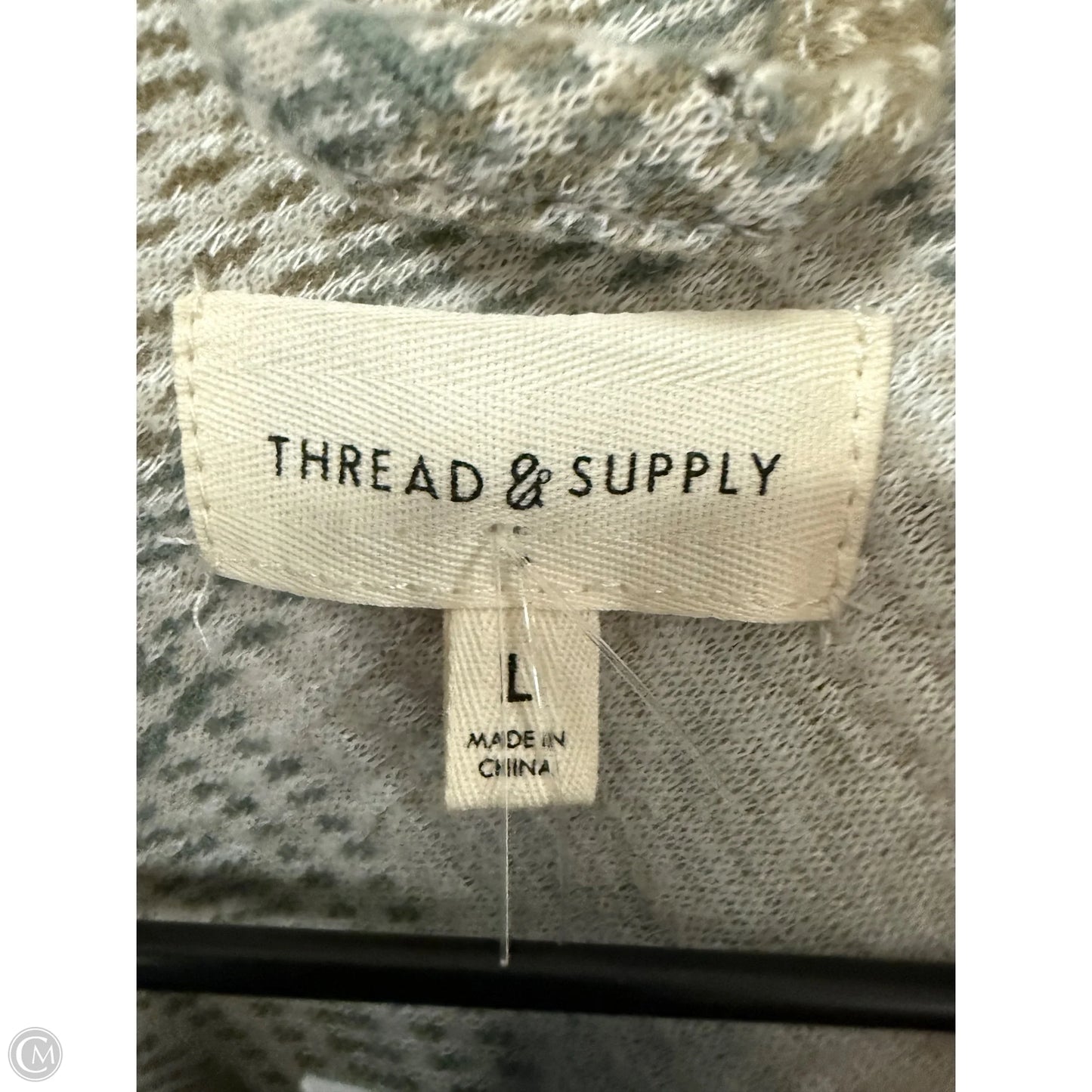 Blouse Long Sleeve By Thread And Supply In Green & Grey, Size: L