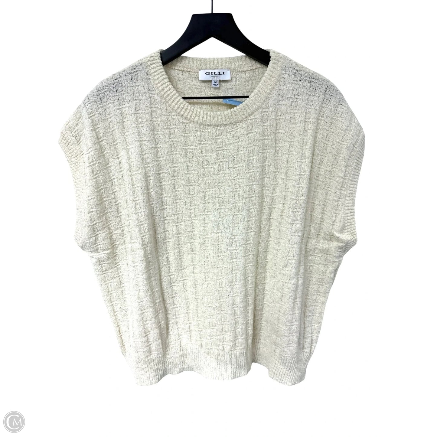 Sweater Short Sleeve By Gilli In Cream, Size: M