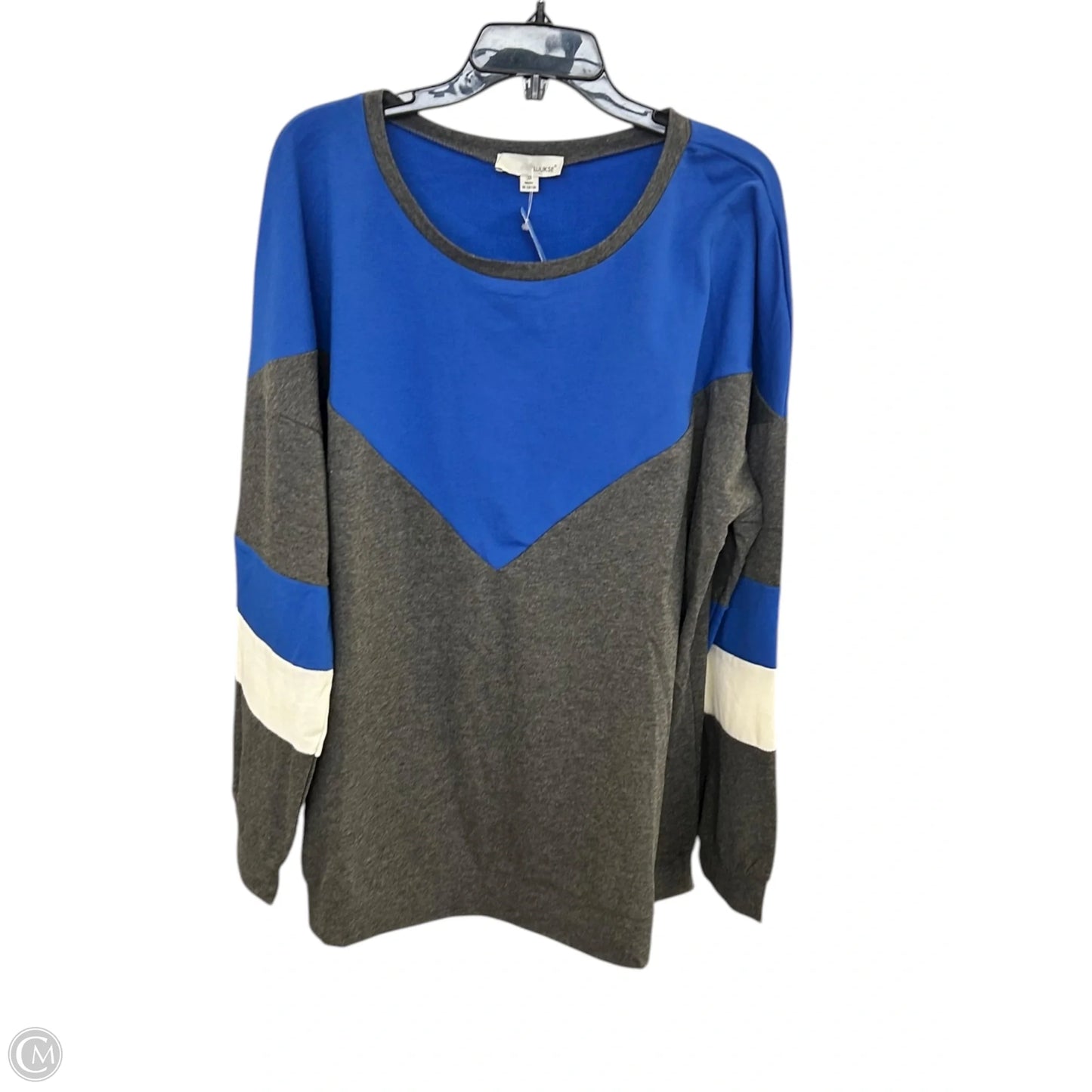 Top Long Sleeve By Clothes Mentor In Blue & Grey, Size: 3x