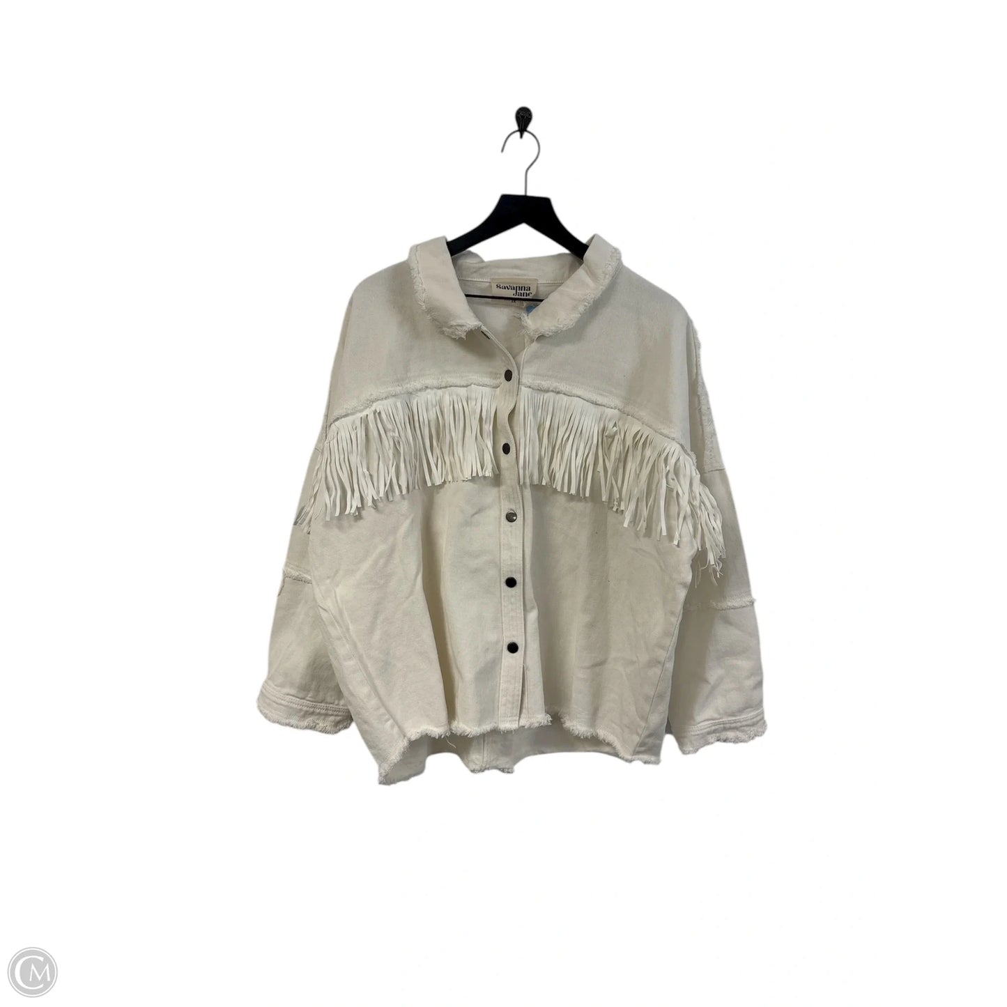 Jacket Denim By Savanna Jane In White Denim, Size: 2x