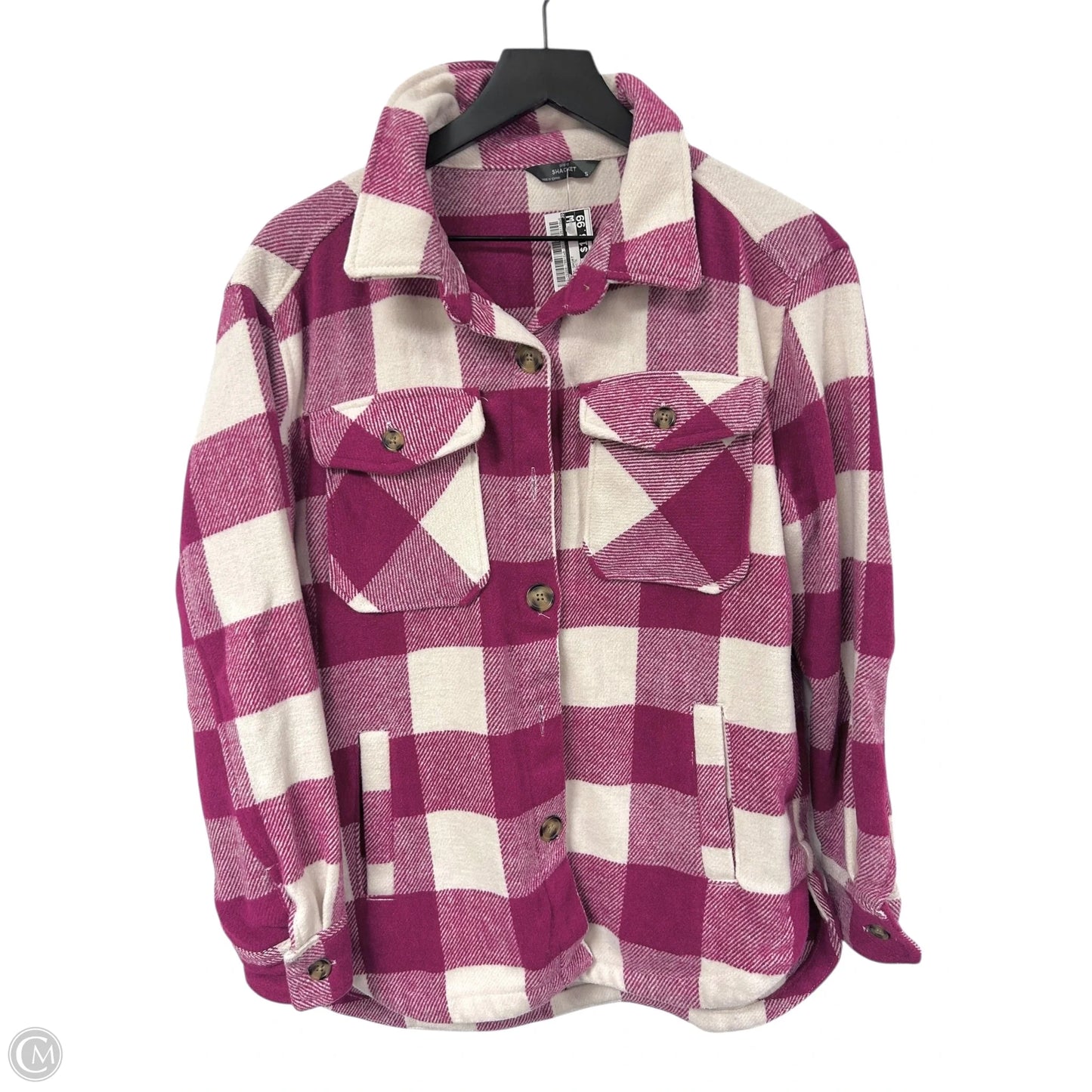 Jacket Shirt By Cmf In Pink & White, Size: S