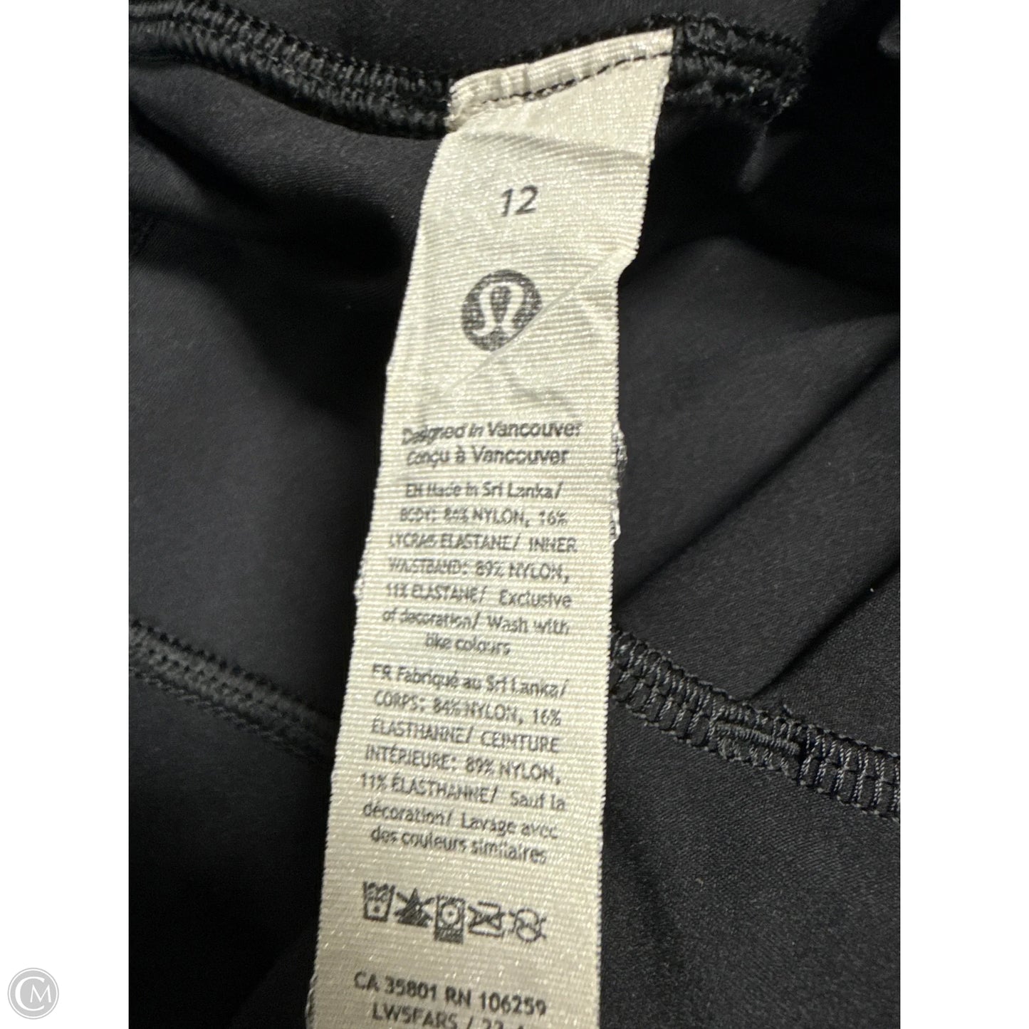 Athletic Leggings By Lululemon In Black, Size: 12