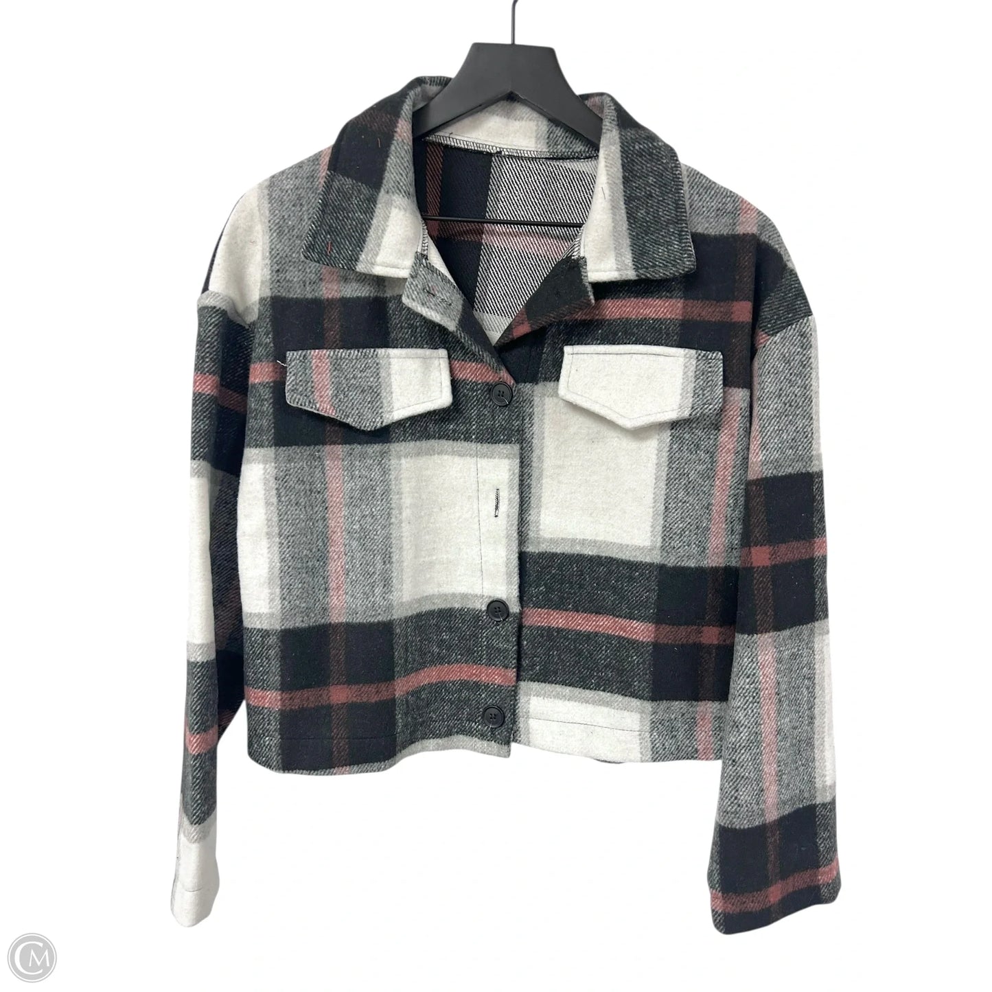 Jacket Shirt By Shein In Plaid Pattern, Size: M