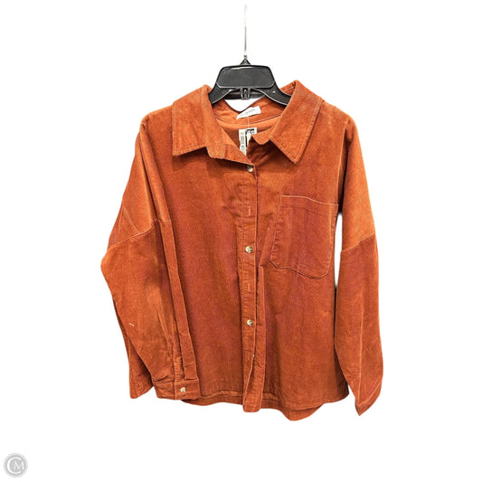 Jacket Shirt By Pink Lily In Brown, Size: 2x