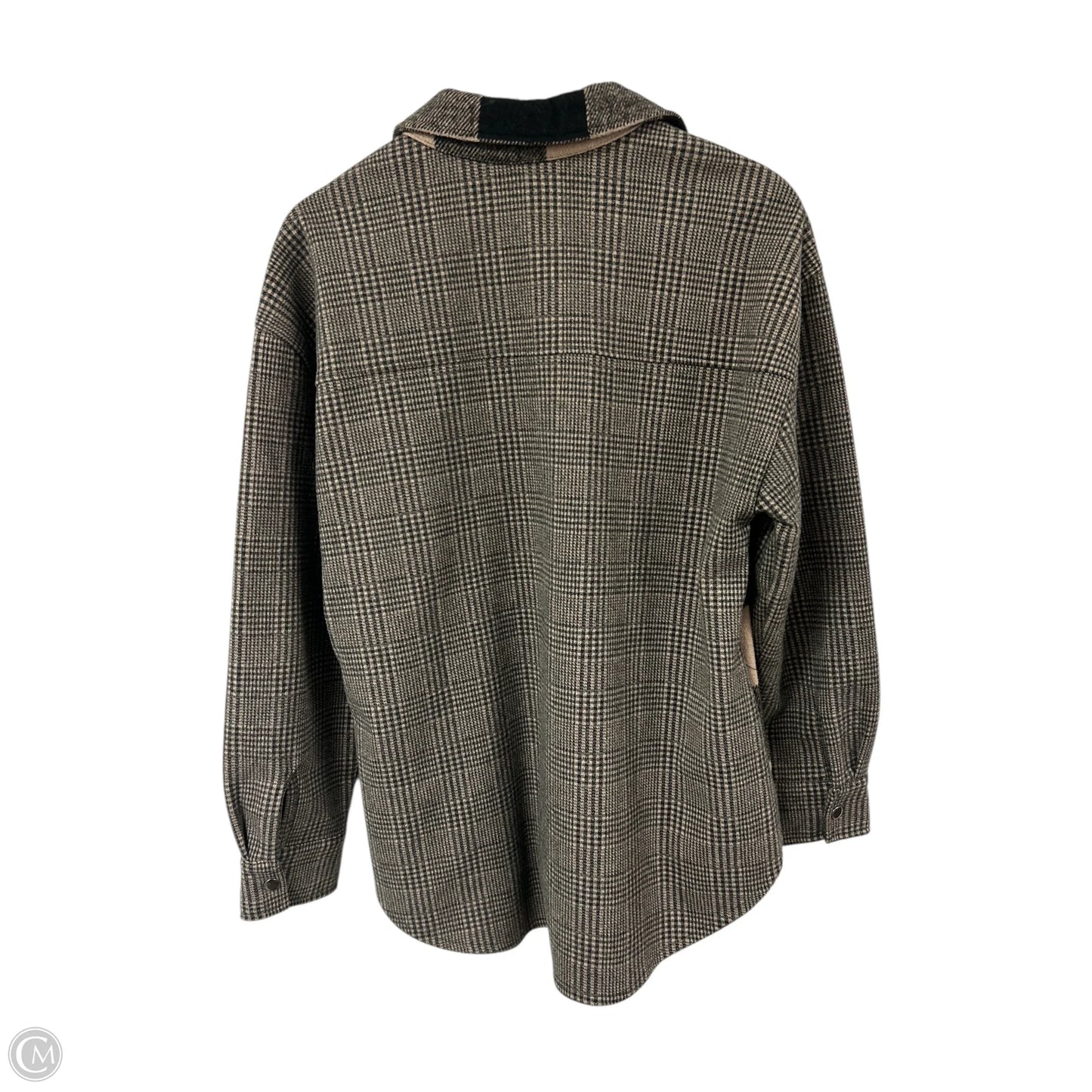 Jacket Shirt By Steve Madden In Black & Tan, Size: M
