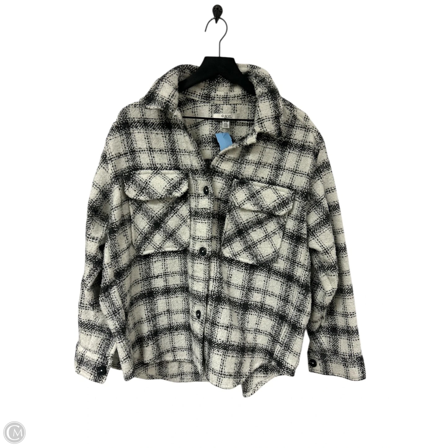 Jacket Shirt By Clothes Mentor In Grey & White, Size: Xl