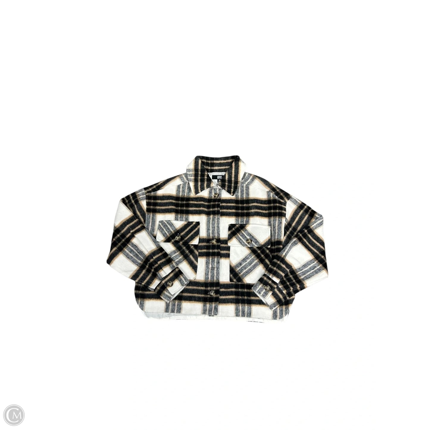 Jacket Shirt By Madden Nyc In Black & Cream, Size: Xs