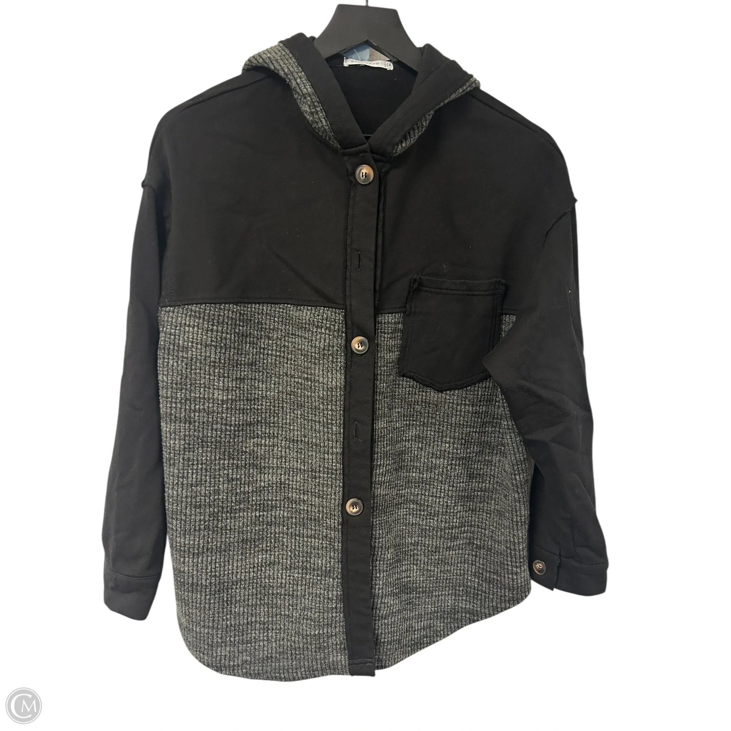 Jacket Shirt By Staccato In Black & Grey, Size: M