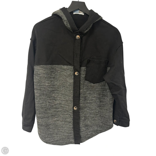 Jacket Shirt By Staccato In Black & Grey, Size: M