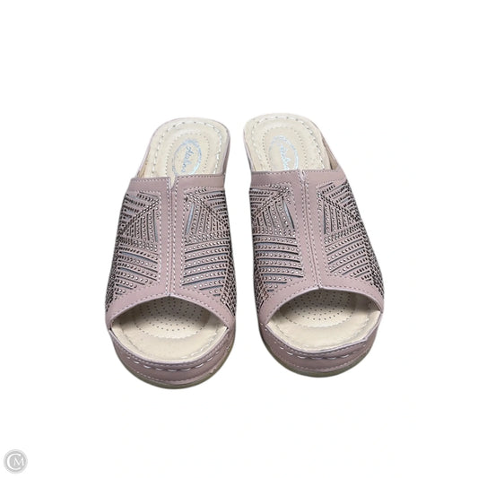 Sandals Heels Wedge By Clothes Mentor In Tan, Size: 6.5