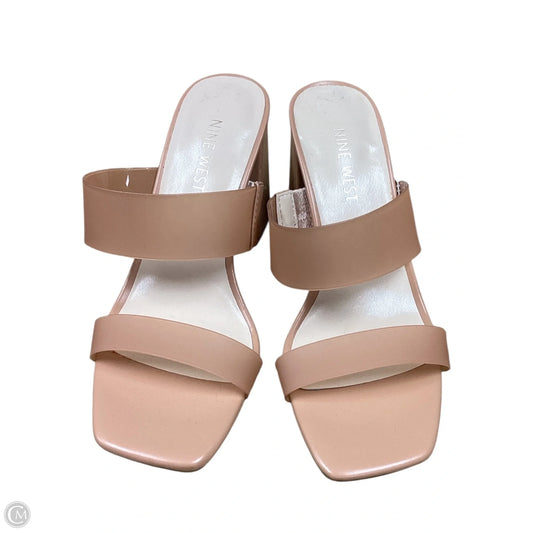 Sandals Heels Block By Nine West In Beige, Size: 6.5