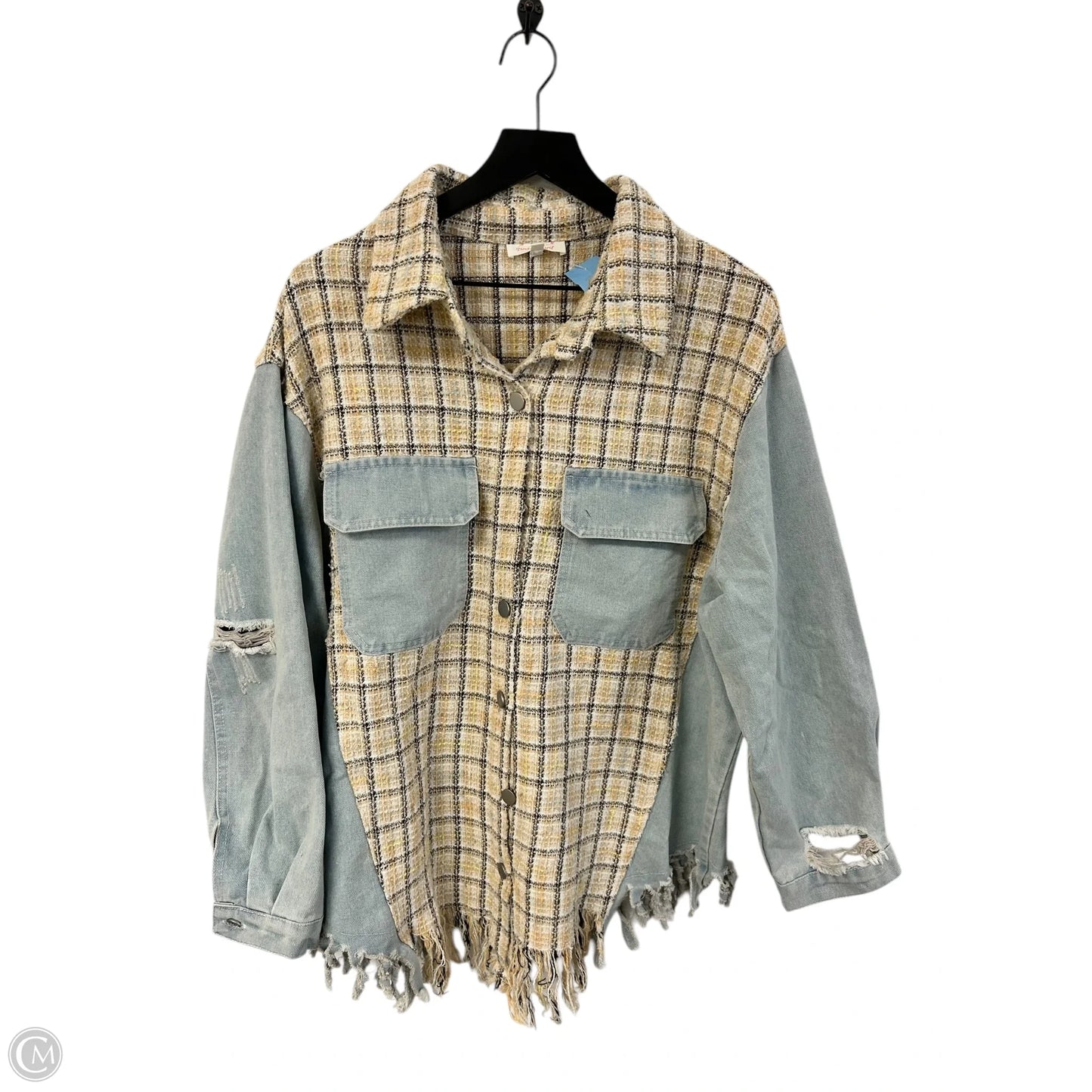 Jacket Denim By Clothes Mentor In Blue & Yellow, Size: L