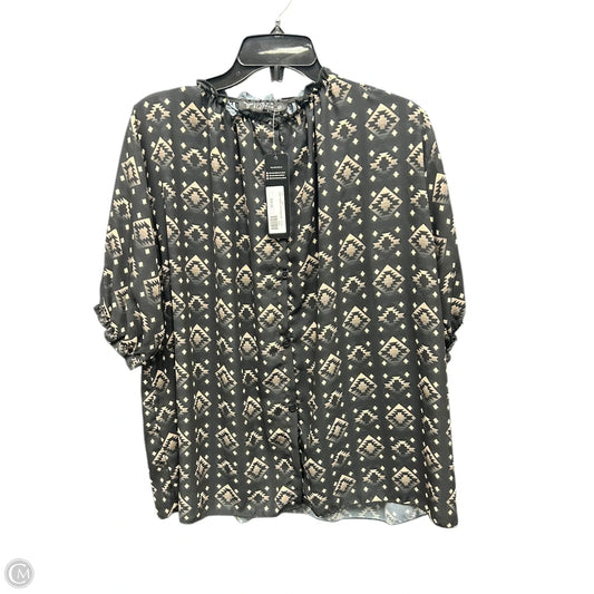 Top Short Sleeve By Lucky & Blessed In Black & Tan, Size: 3x