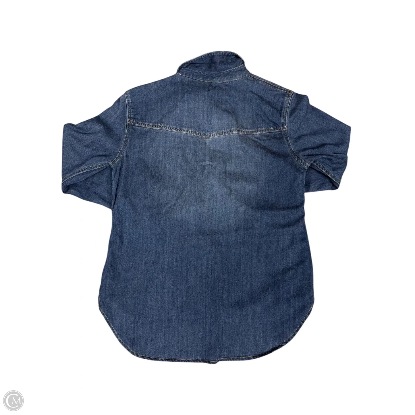 Blouse Long Sleeve By Cabi In Blue Denim, Size: Xs