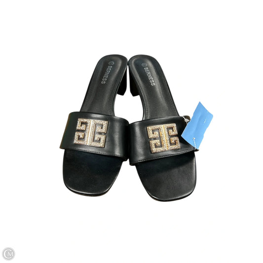 Sandals Heels Kitten By Clothes Mentor In Black, Size: 11