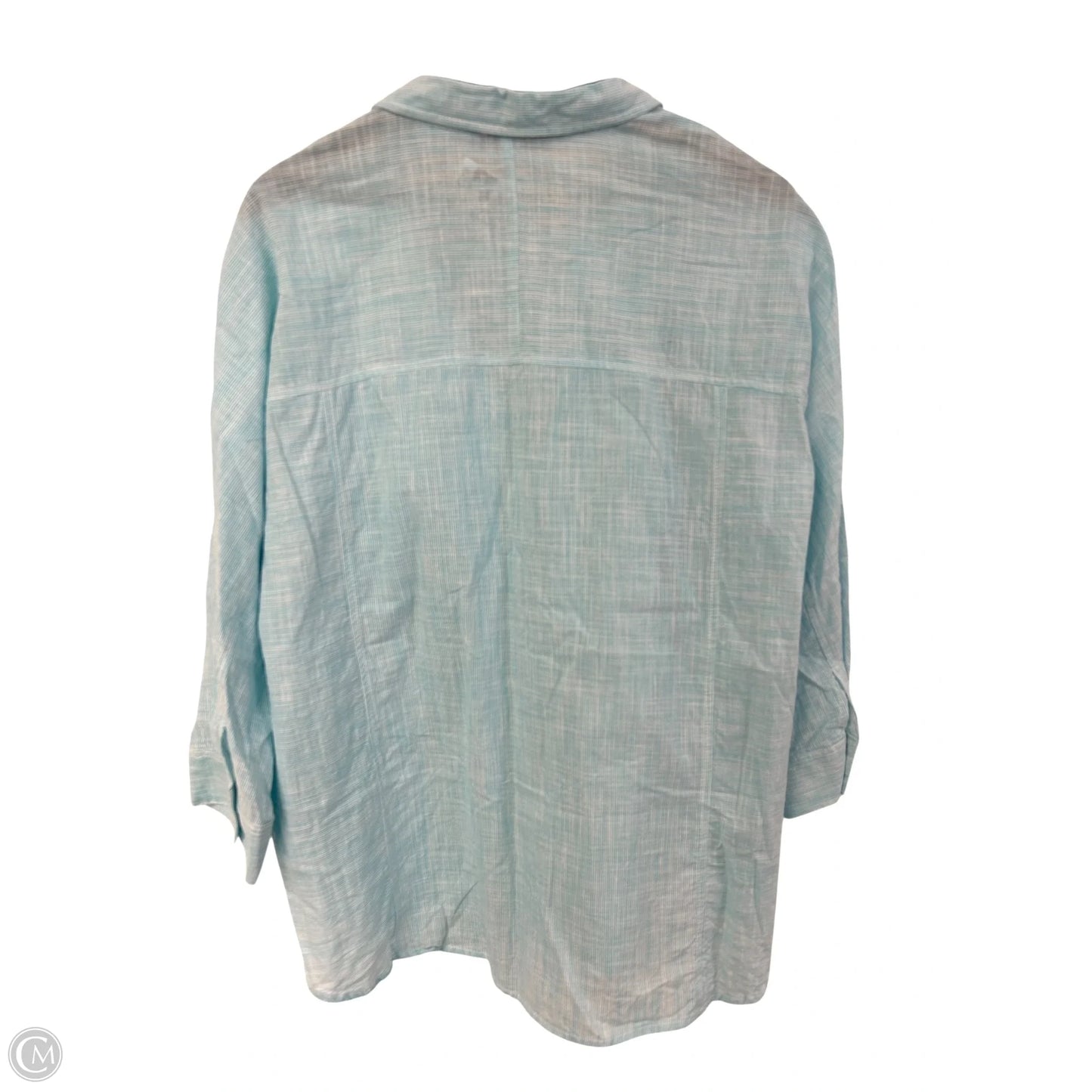 Blouse 3/4 Sleeve By Clothes Mentor In Aqua, Size: Xxl