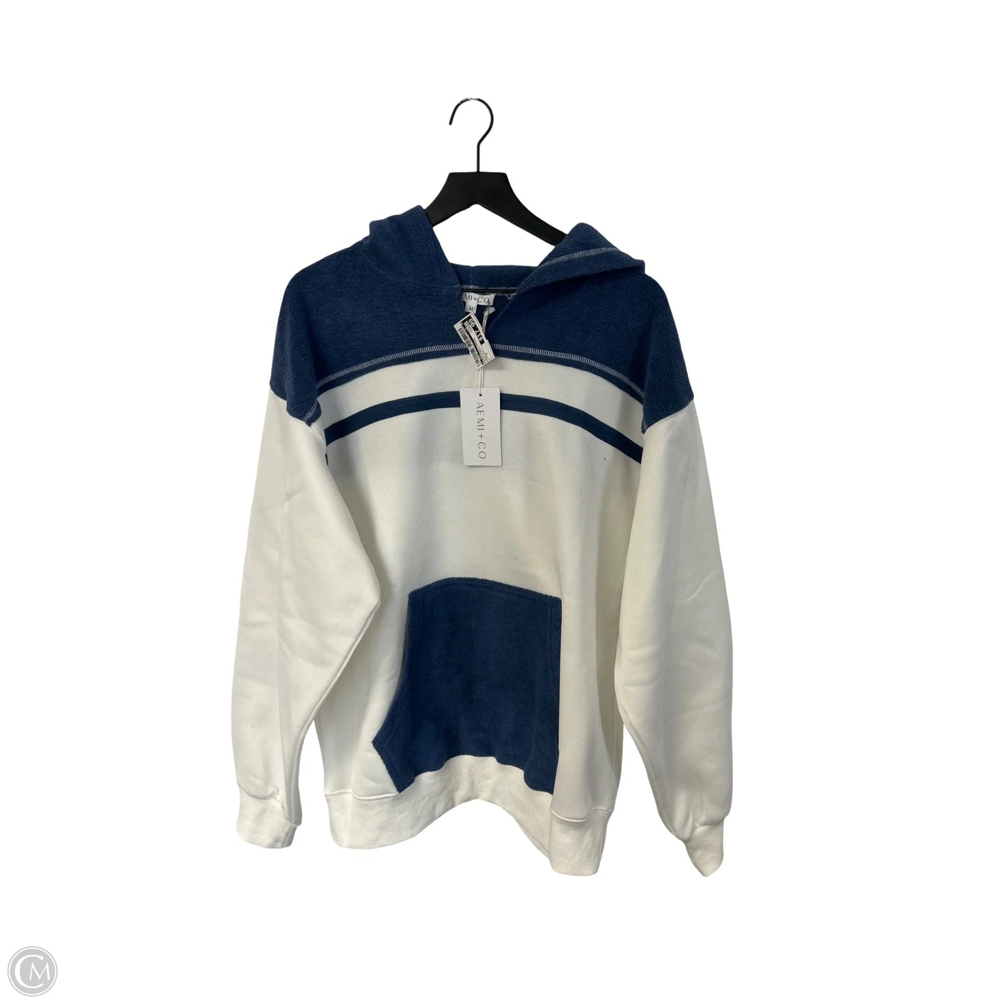 Sweatshirt Hoodie By Cmc In Blue & White, Size: M
