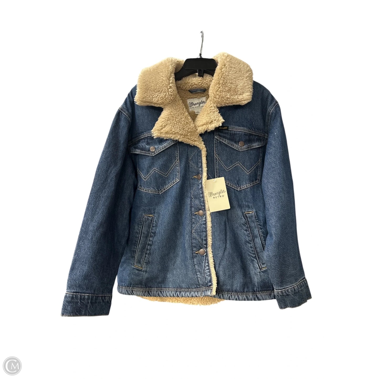 Coat Faux Fur & Sherpa By Wrangler In Blue Denim, Size: 3x
