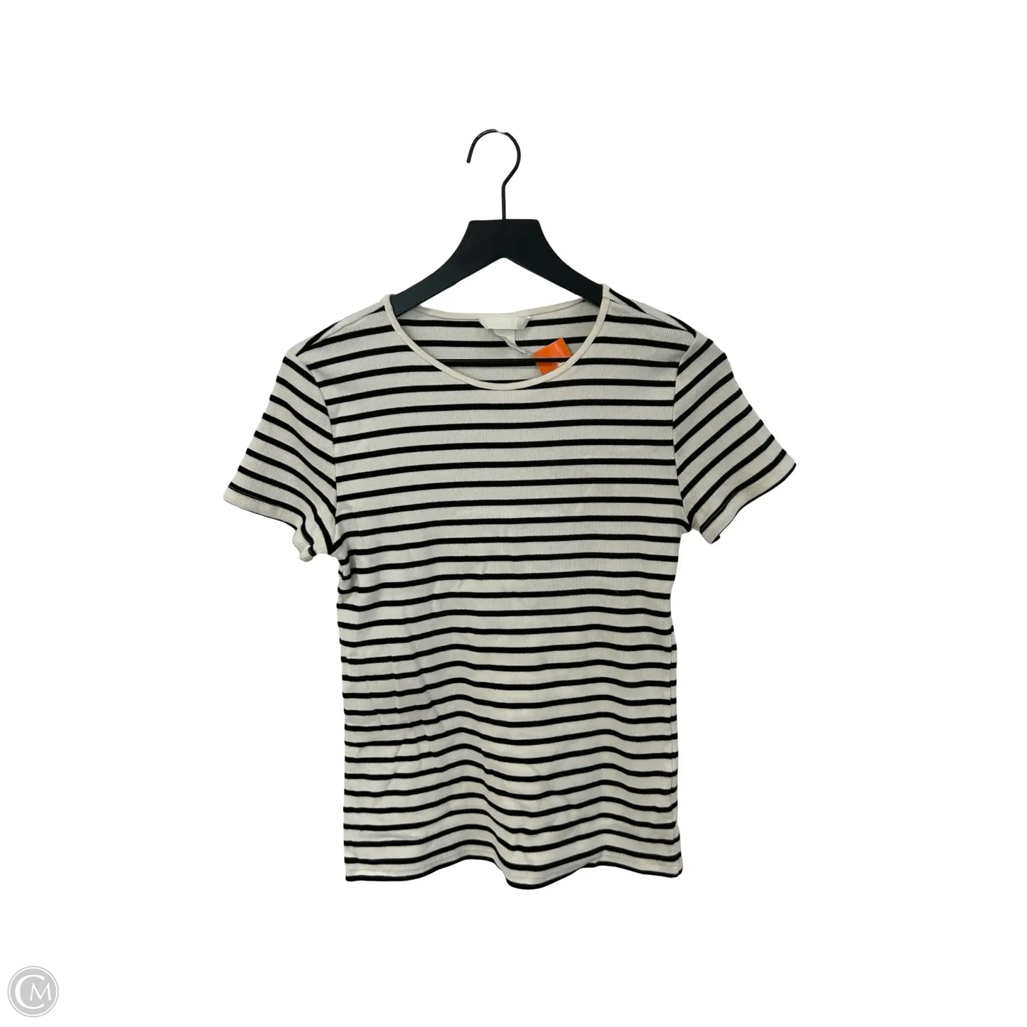 Top Short Sleeve Basic By H&m In Striped Pattern, Size: L