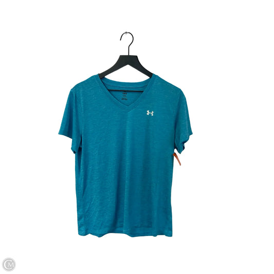 Athletic Top Short Sleeve By Under Armour In Aqua, Size: L