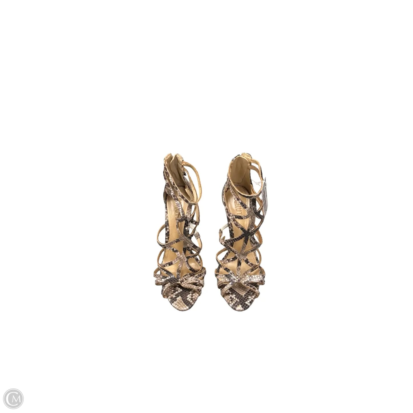 Sandals Heels Stiletto By Schutz In Snakeskin Print, Size: 7.5