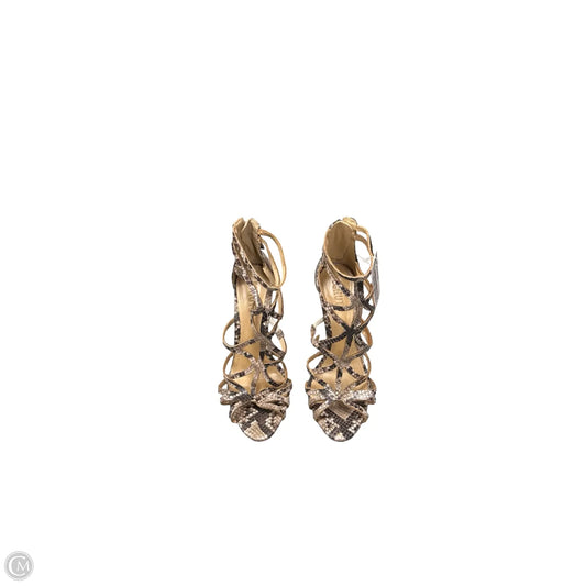 Sandals Heels Stiletto By Schutz In Snakeskin Print, Size: 7.5