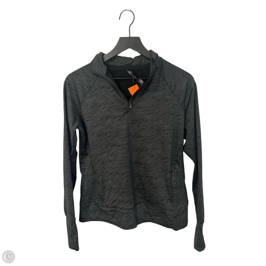 Athletic Top Long Sleeve Collar By Mondetta In Black & Grey, Size: S