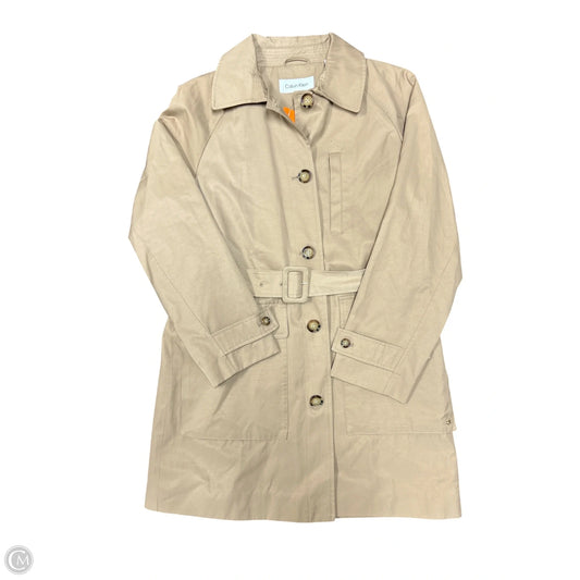 Coat Trench Coat By Calvin Klein In Beige, Size: M
