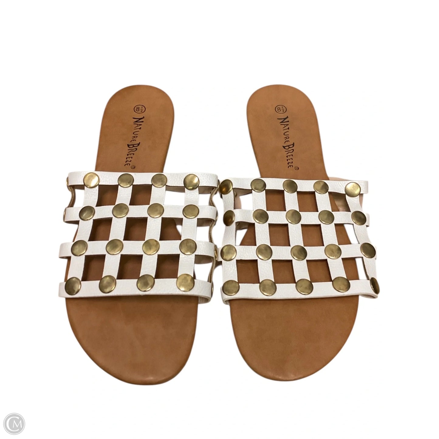 Sandals Flats By Nature Breeze In Gold & White, Size: 8.5