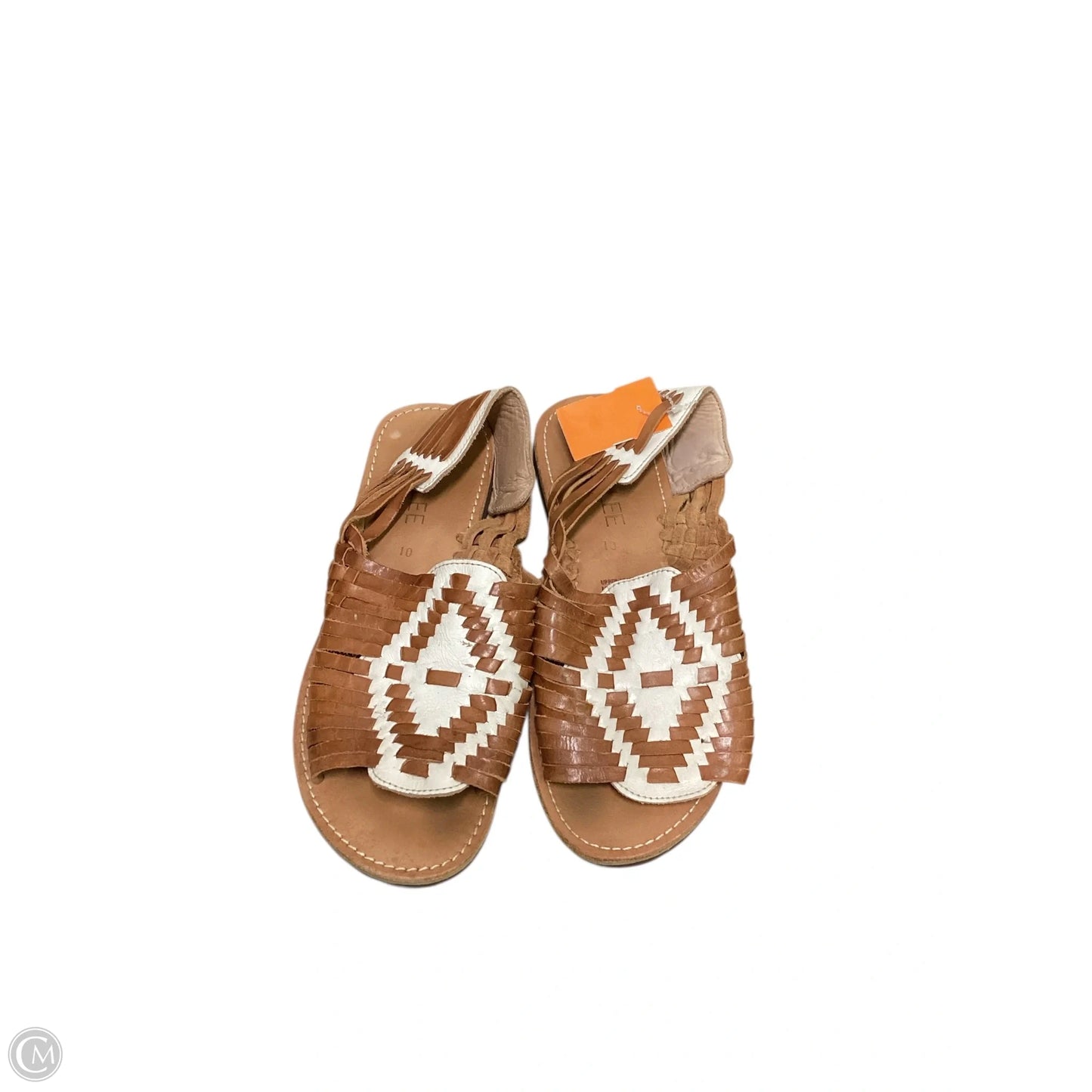Sandals Flats By Roolee In Brown & White, Size: 10